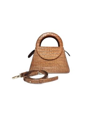 👉 Cartera Aura en cuero croco caramelo Cecilia Fiorentini, bolso de lujo sostenible hecho en Perú