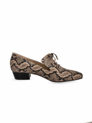 Loafer Maranta en cuero tipo pitón con taco de 5 cm